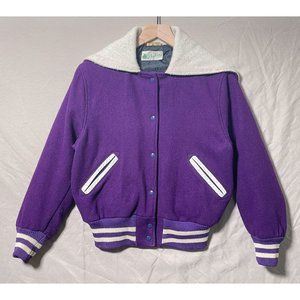 Vintage 60s 70s Shahans Purple and White Rams Varsity Letterman Jacket